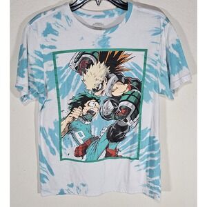 My Hero Academia Tie Dye Licensed S T Shirt‎ Small Deku Bakugo Blue White